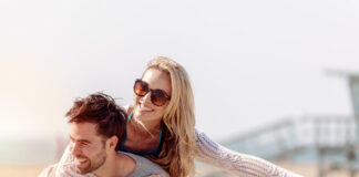 Happy couple at the beach