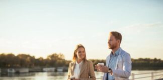 two couple walking and talking about getting engage