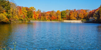George Lake in Schoolys Mountain Park in Morris County New Jersey on a nice Fall day