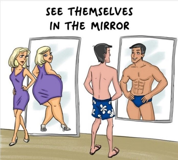 difference between how men and women see themselves in the mirror