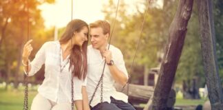 perfect couple spending time together at the park