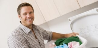 husband doing the laundry