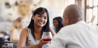 young adult couple dining out in a restaurant