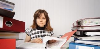 Female accountant busy working in the office