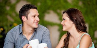 couple dating over a cup of coffee