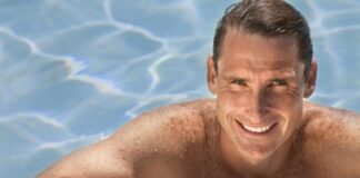 handsome man in pool