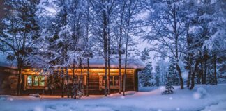One of the most romantic cabins in North Carolina in winter time with snow all around