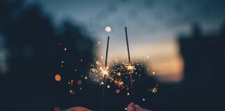 couple with sparklers