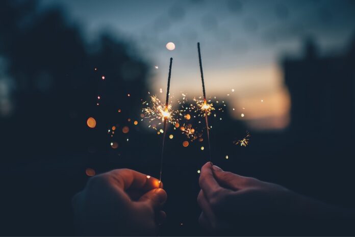 couple with sparklers