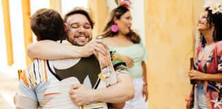 man and woman embracing