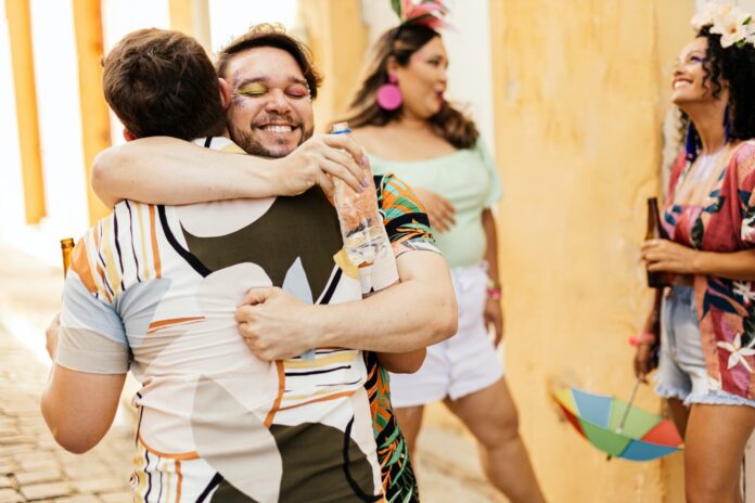 man and woman embracing