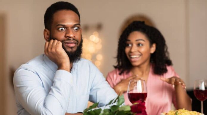 couple talking and man is turned off